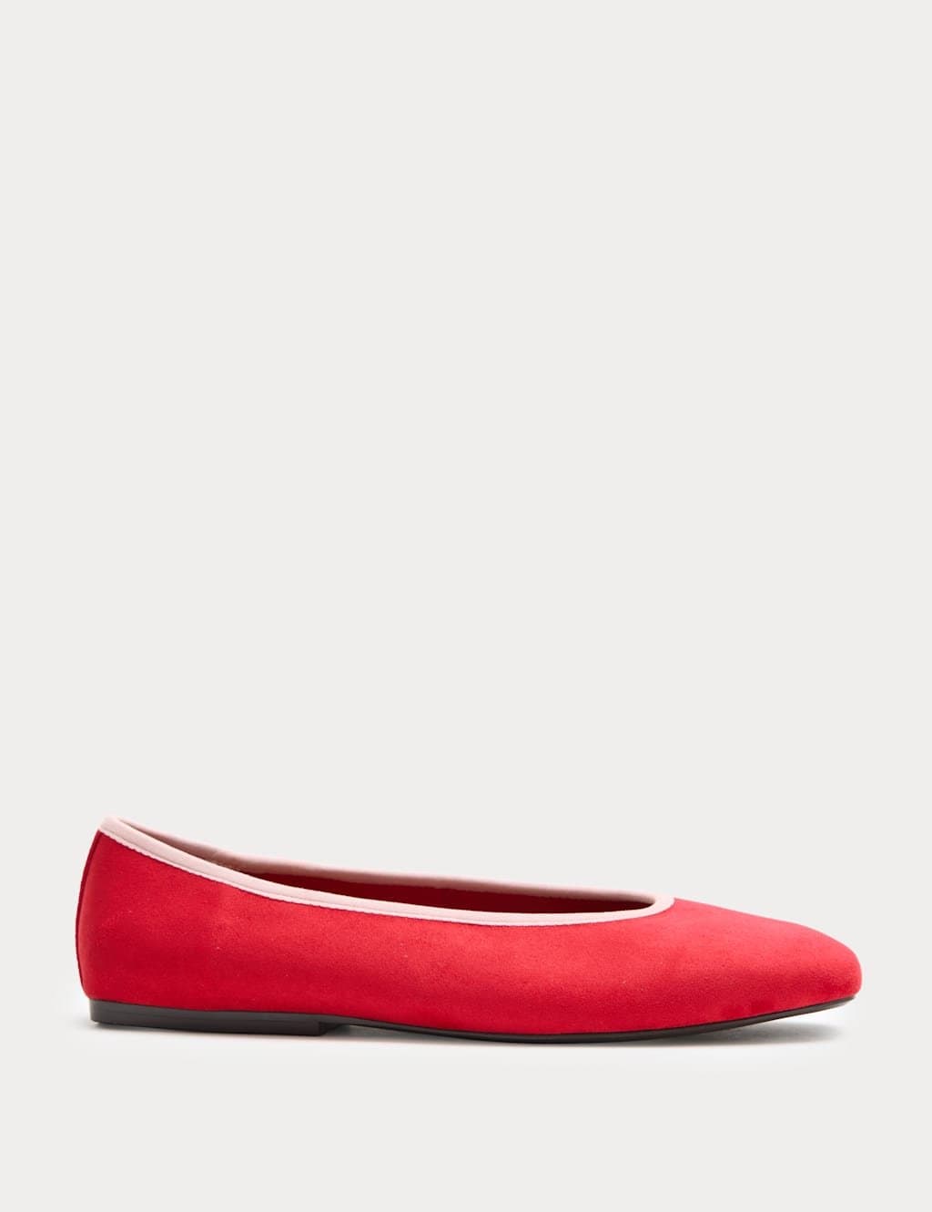 Marks & Spencer M&S Contrast Trim Flat Ballet Pumps Red Mix