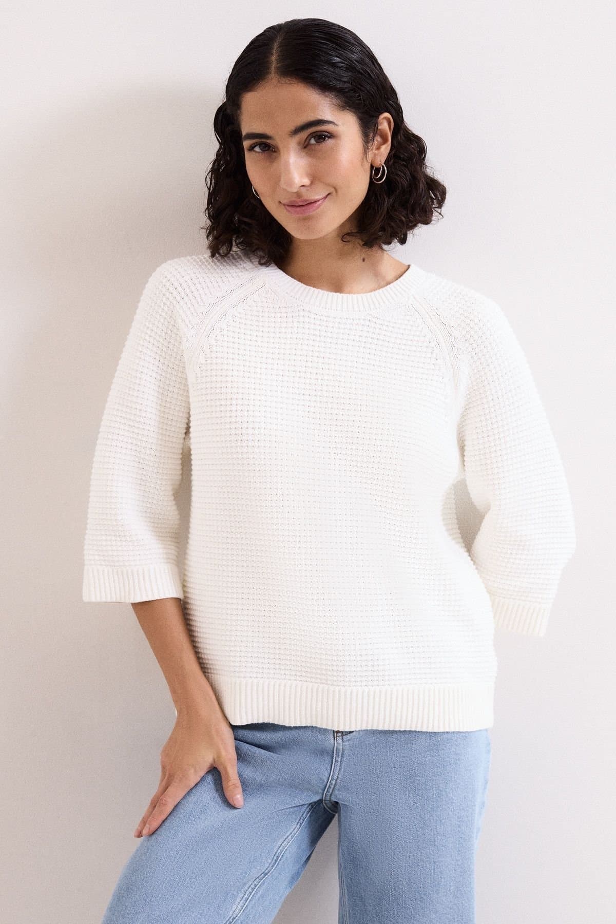 Phase Eight Phase Eight Women's Odette Waffle Knit Sweater in Off-White