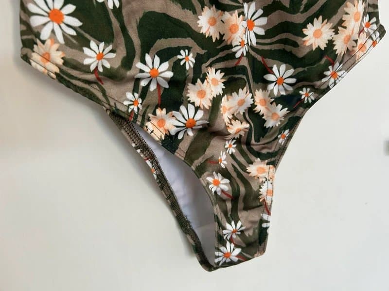 ASOS ASOS Design green floral backless one piece swimsuit