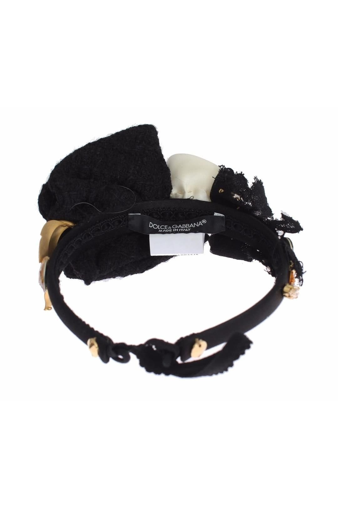 Dolce & Gabbana Dolce & Gabbana Women's Diadem Headband Tiara White Rose Crystal Hair Gold in Black - 4