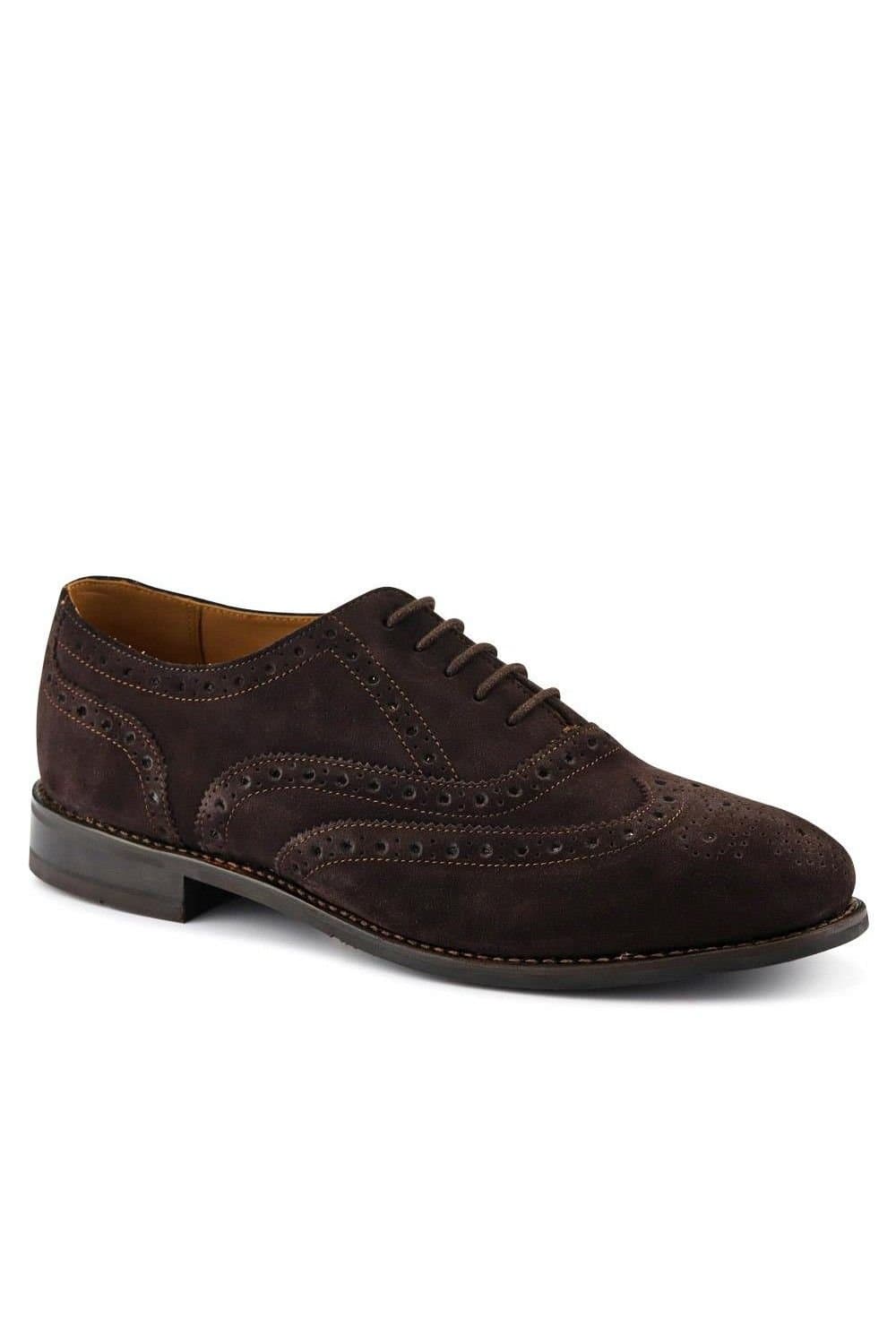 Jones Bootmaker Jones Bootmaker Men's Braxton Leather Brogues in Dark Brown