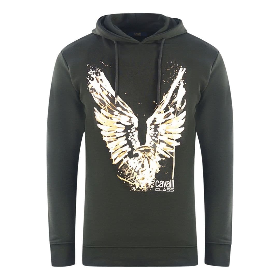Cavalli Class Cavalli Class Men's Golden Eagle Logo Black Hoodie