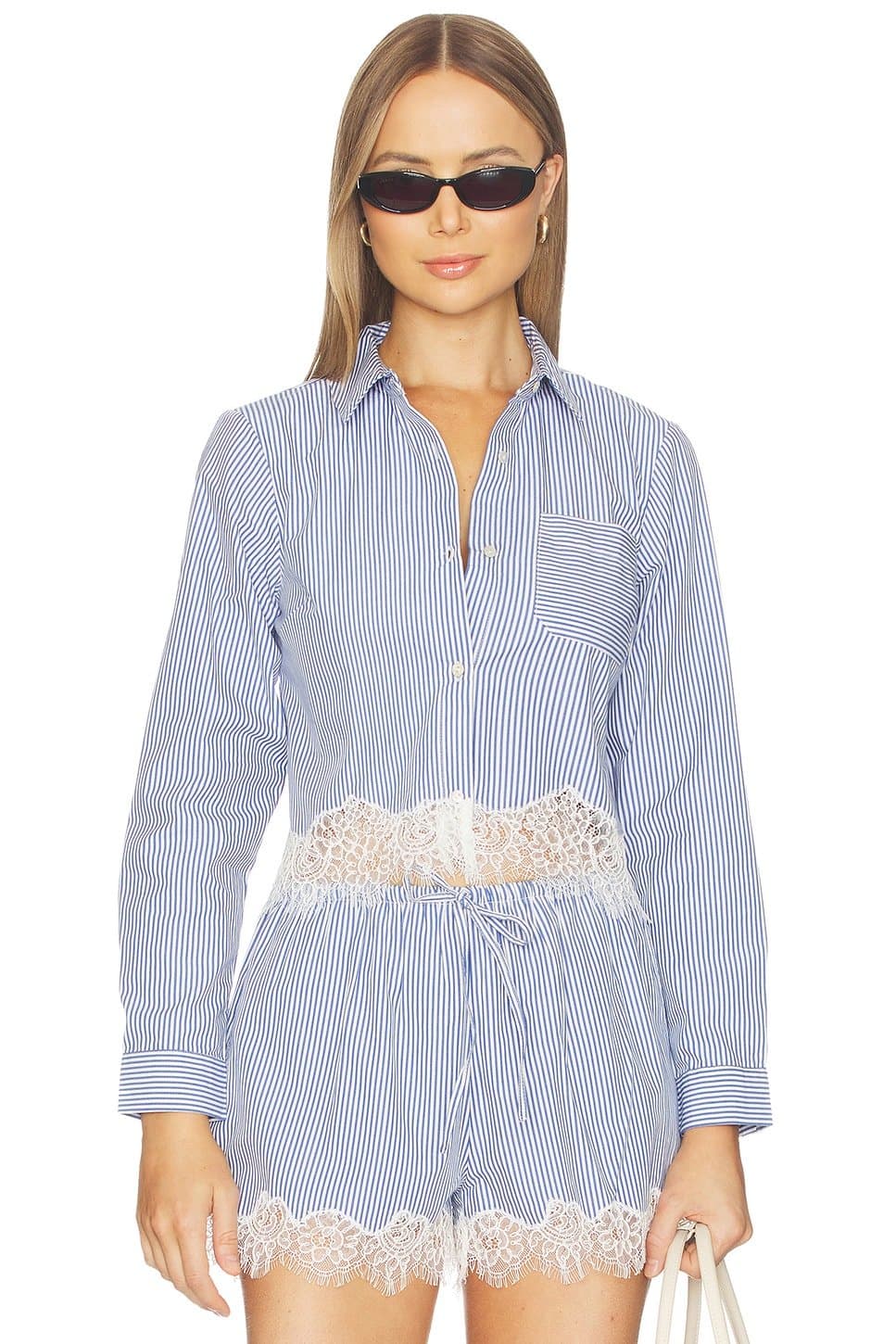 revolve Luisa Cropped Button Down Top