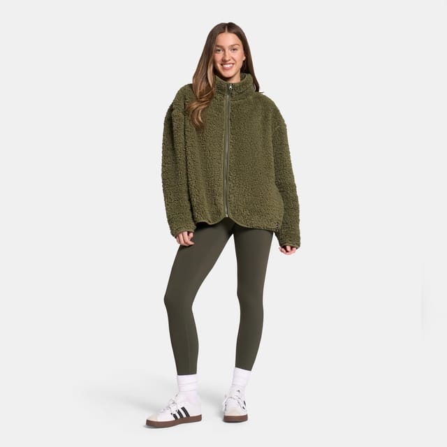 OHS OHS Women's 2 Piece Plain Changing Robe & Full-Zip Teddy Fleece Co-Ord Set in Khaki - 2