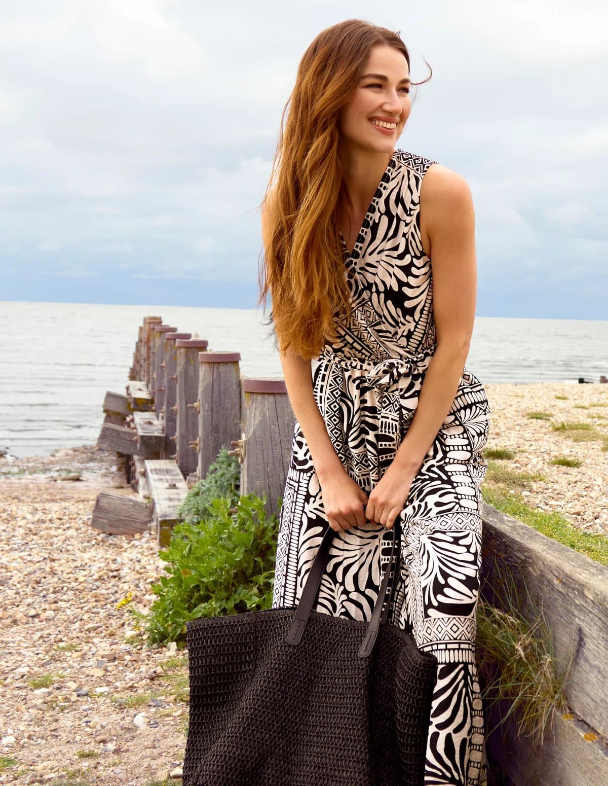 Blue Vanilla Sleeveless Leaf Print Jumpsuit