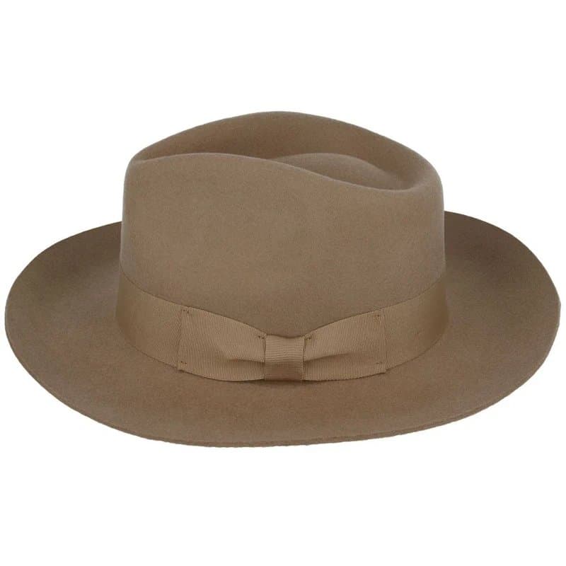 maz Stiff Snap Brim Fedora 100% Wool Felt Gladwin Bond Classic Dress Hat & Grosgrain