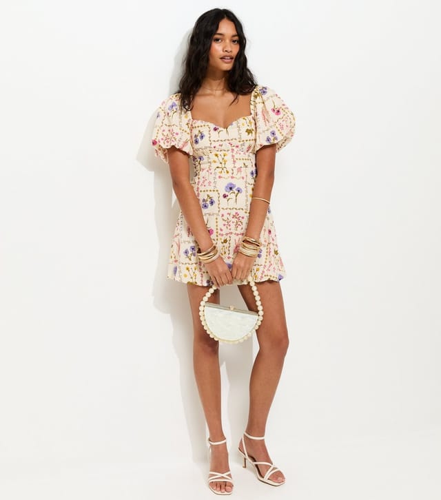 New Look Women's Cream Botanical Print Milkmaid Mini Dress New Look - 2
