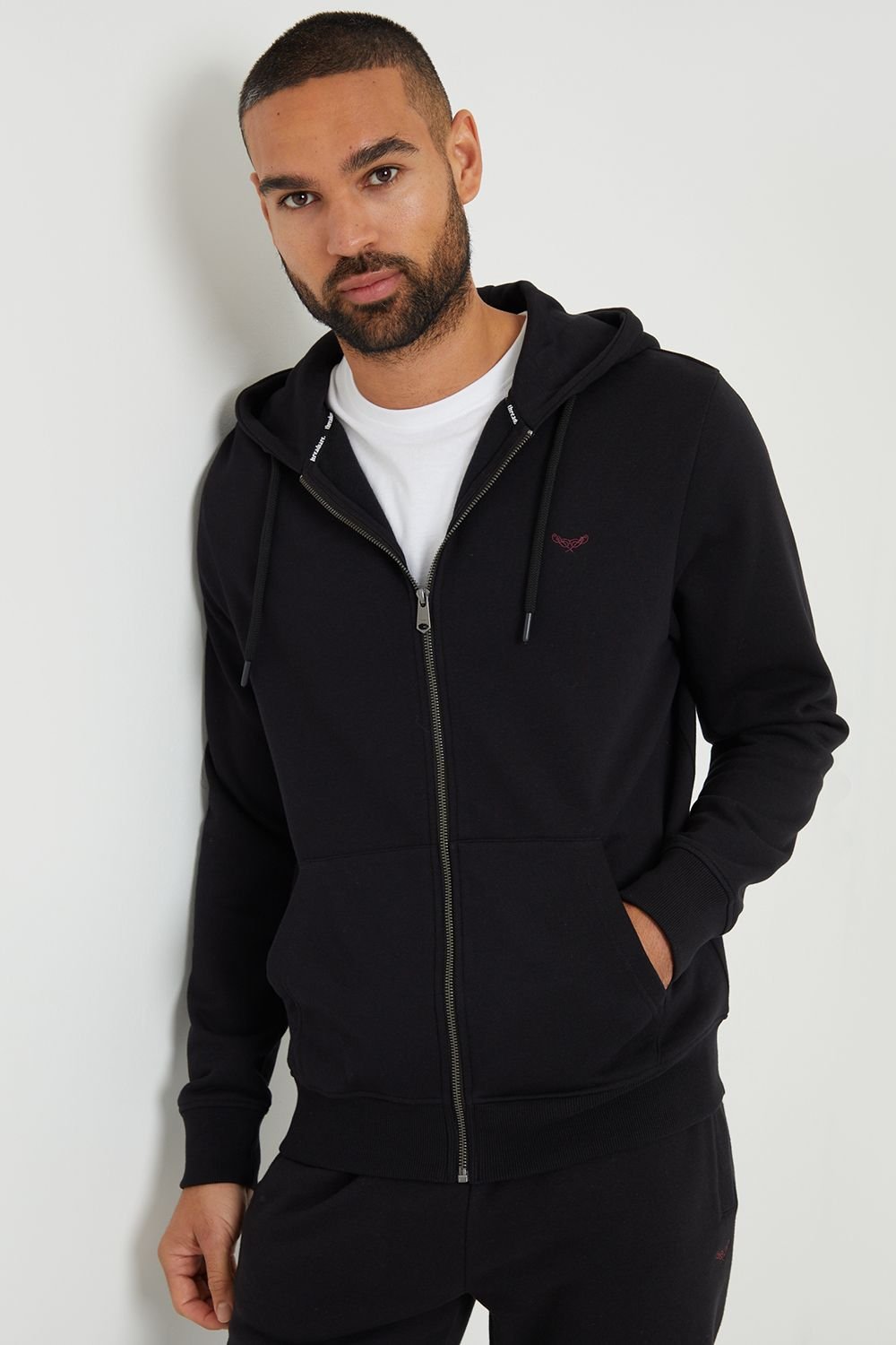 Threadbare Threadbare Men's Cotton Blend 'Tangerine' Zip Through Hoodie in Black - 2