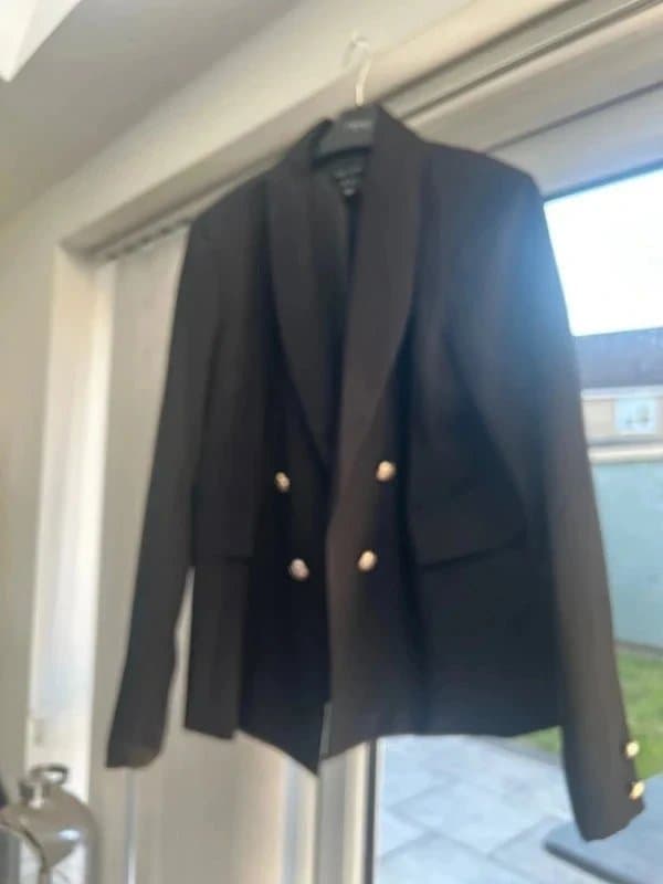 New Look Black fitted silver button blazer