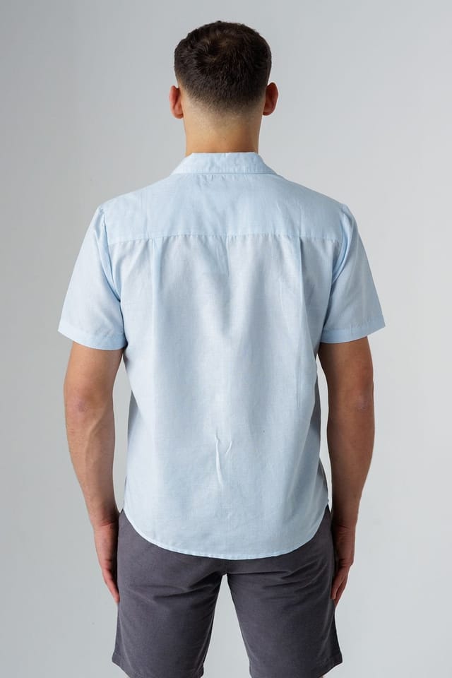 Influence Influence Men's Relaxed Collar Chest Pocket Short Sleeve Shirt in Blue - 2