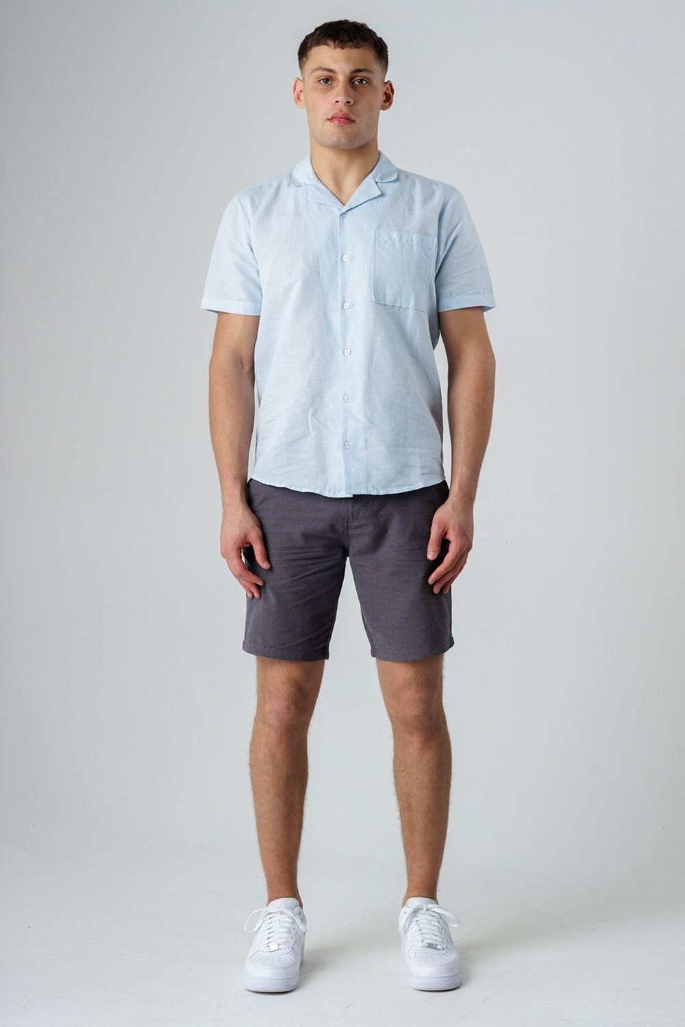 Influence Influence Men's Relaxed Collar Chest Pocket Short Sleeve Shirt in Blue - 4