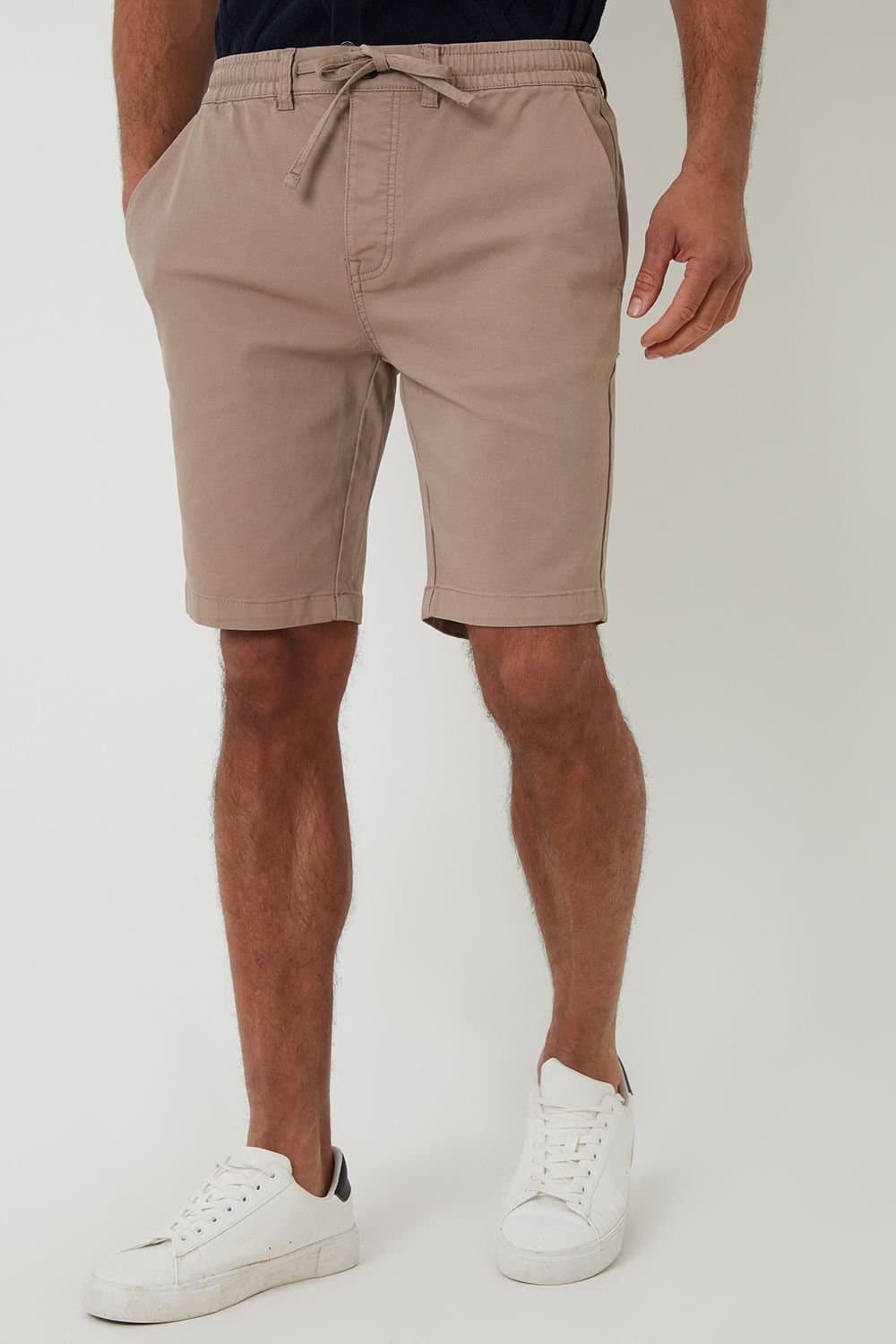 Threadbare Threadbare Men's Elasticated Waist Stretch Chino Shorts in Taupe