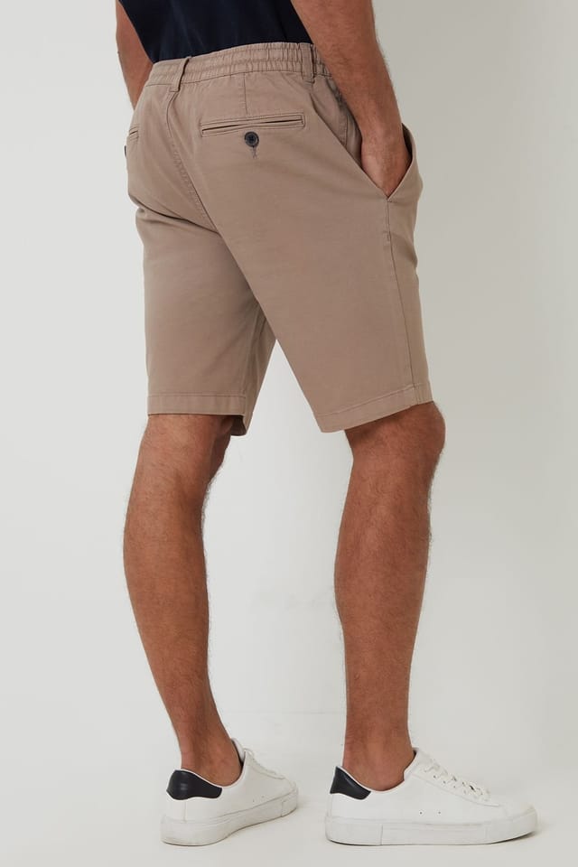 Threadbare Threadbare Men's Elasticated Waist Stretch Chino Shorts in Taupe - 2