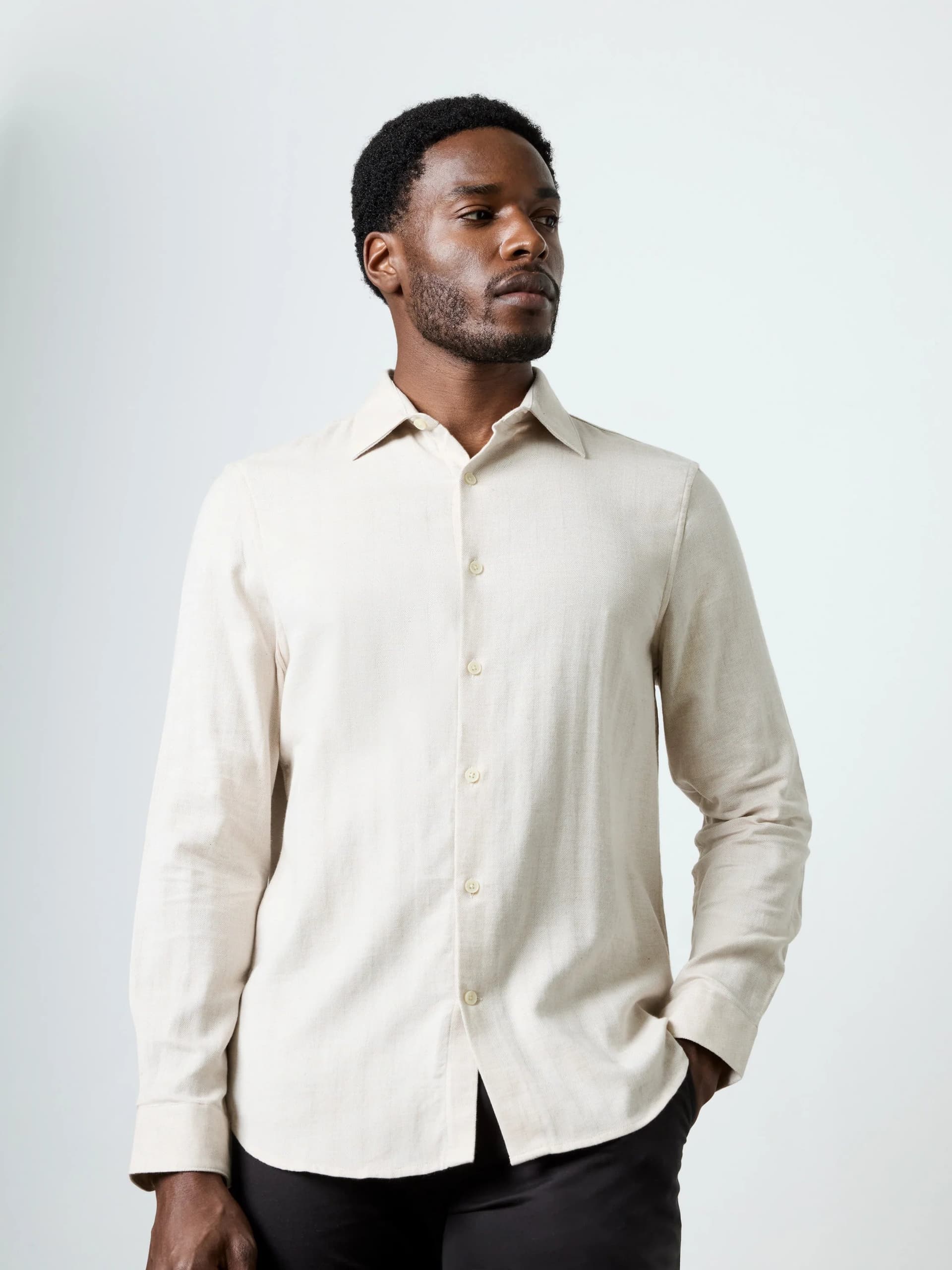 French Connection Long Sleeve Regular Fit Leo Shirt Stone
