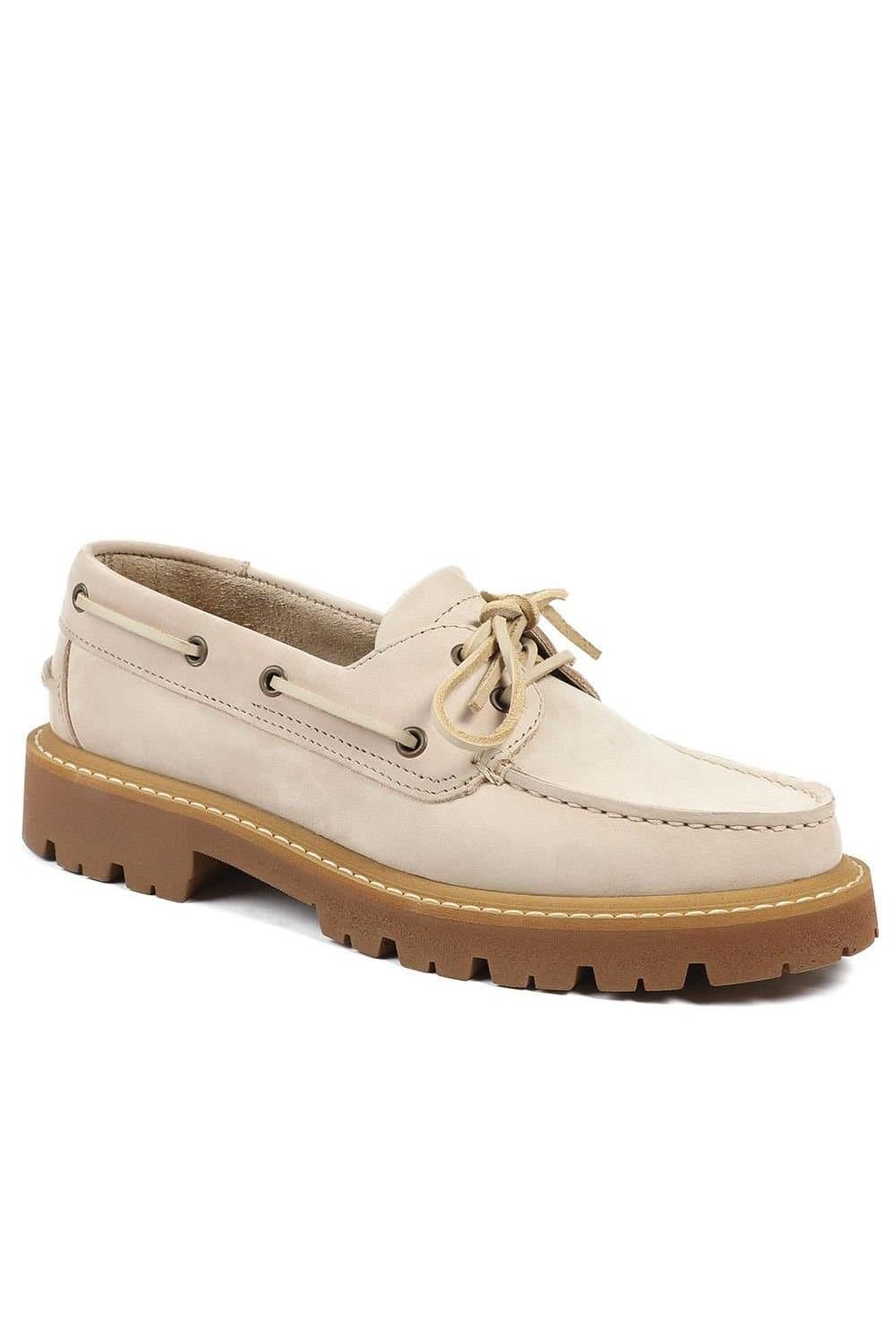 Jones Bootmaker Jones Bootmaker Beige Leather Platform Moccasins