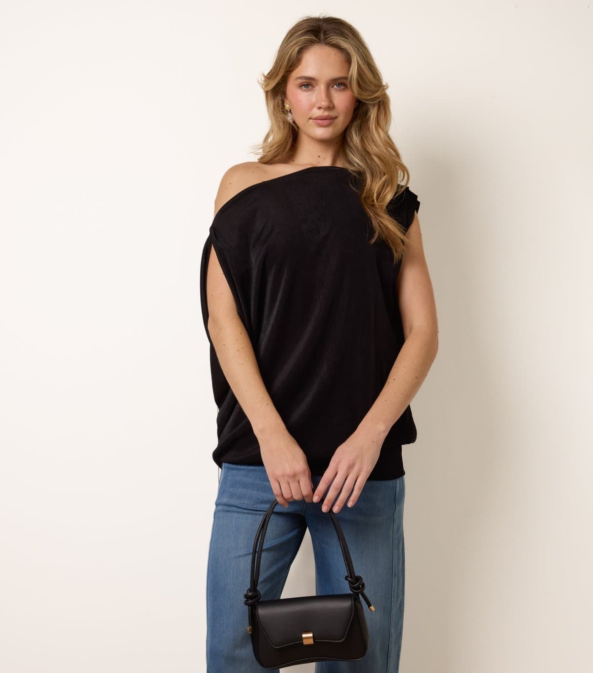 Blue Vanilla Women's Black Oversized Tunic Top Blue Vanilla New Look