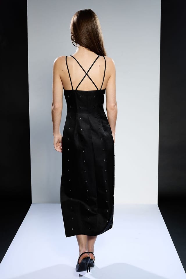 RUNWAY 1.8.1.8 RUNWAY 1.8.1.8 Women's Strapless Stud Detail Midi Dress in Black - 3