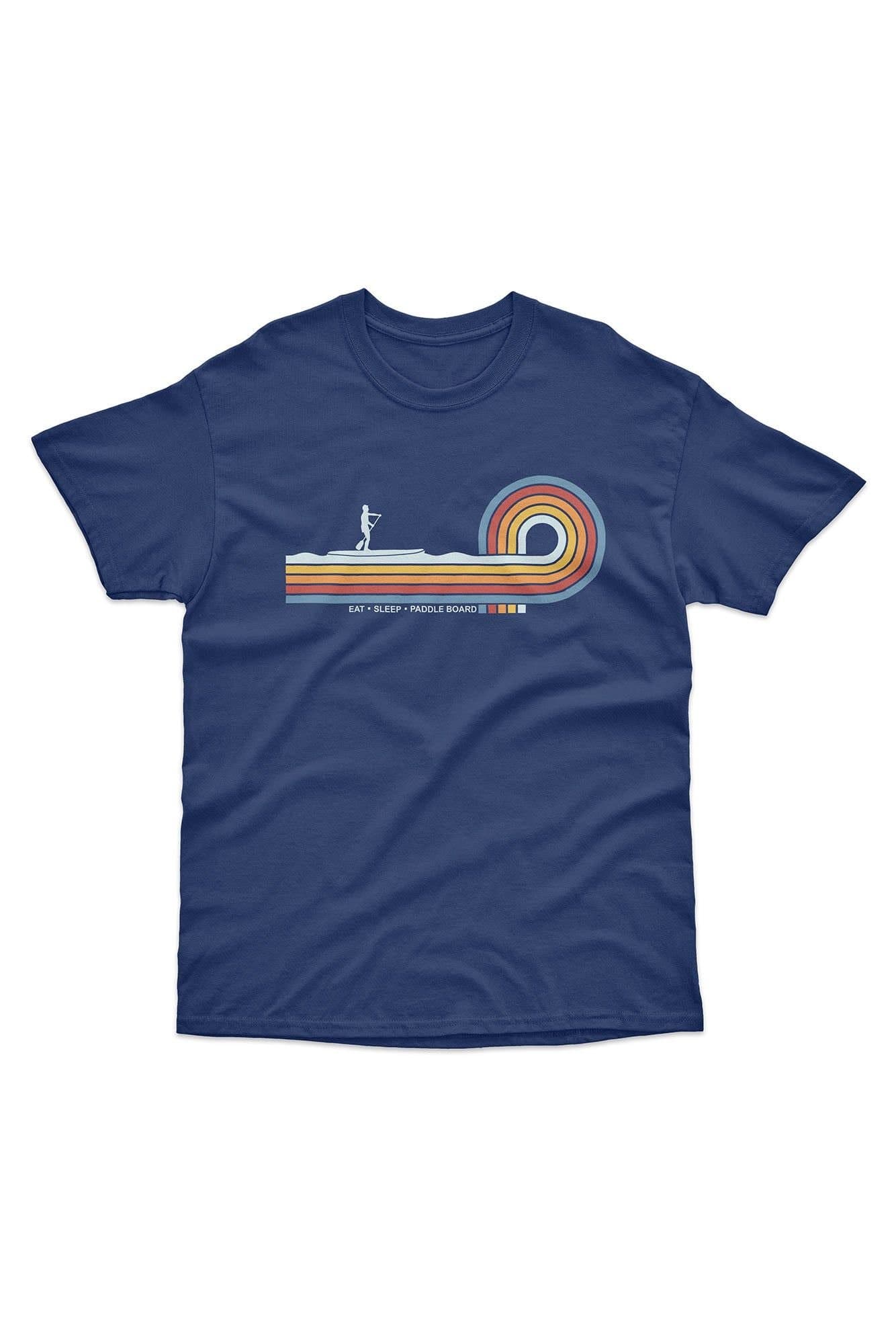 Bad Zebedee Bad Zebedee Men's Retro Lines Paddle Board T-Shirt in Navy