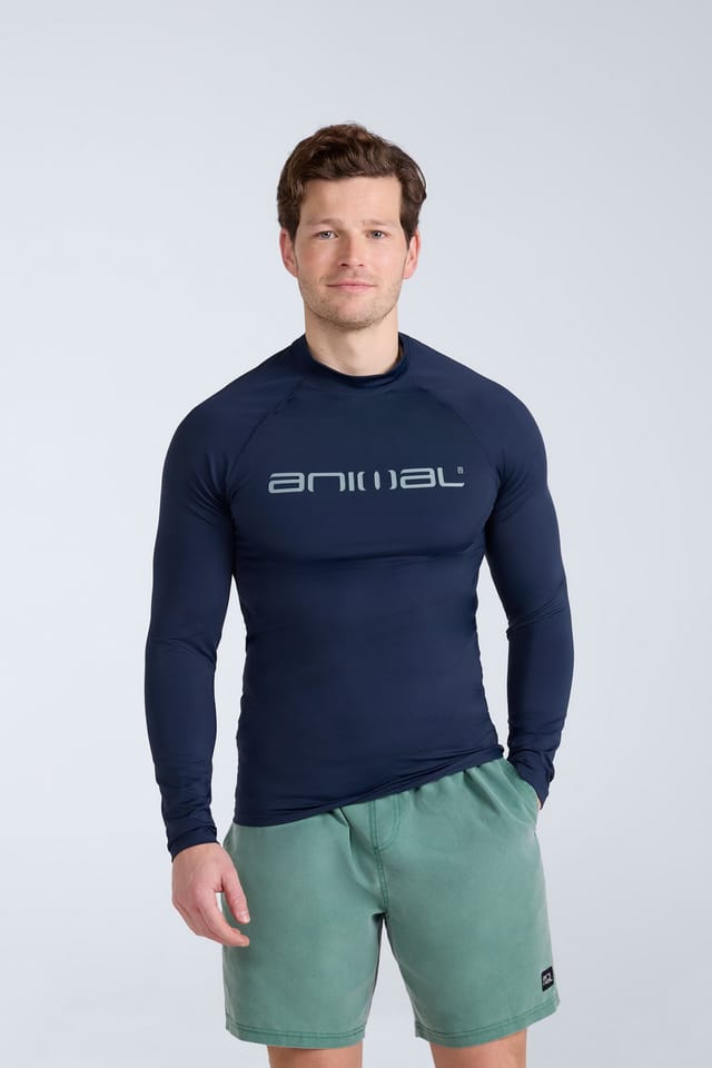 Animal Animal Men's 'Sonny' Lightweight Long Sleeve Quick Dry UPF 50+ Protection Rash Vest in Dark Blue - 2