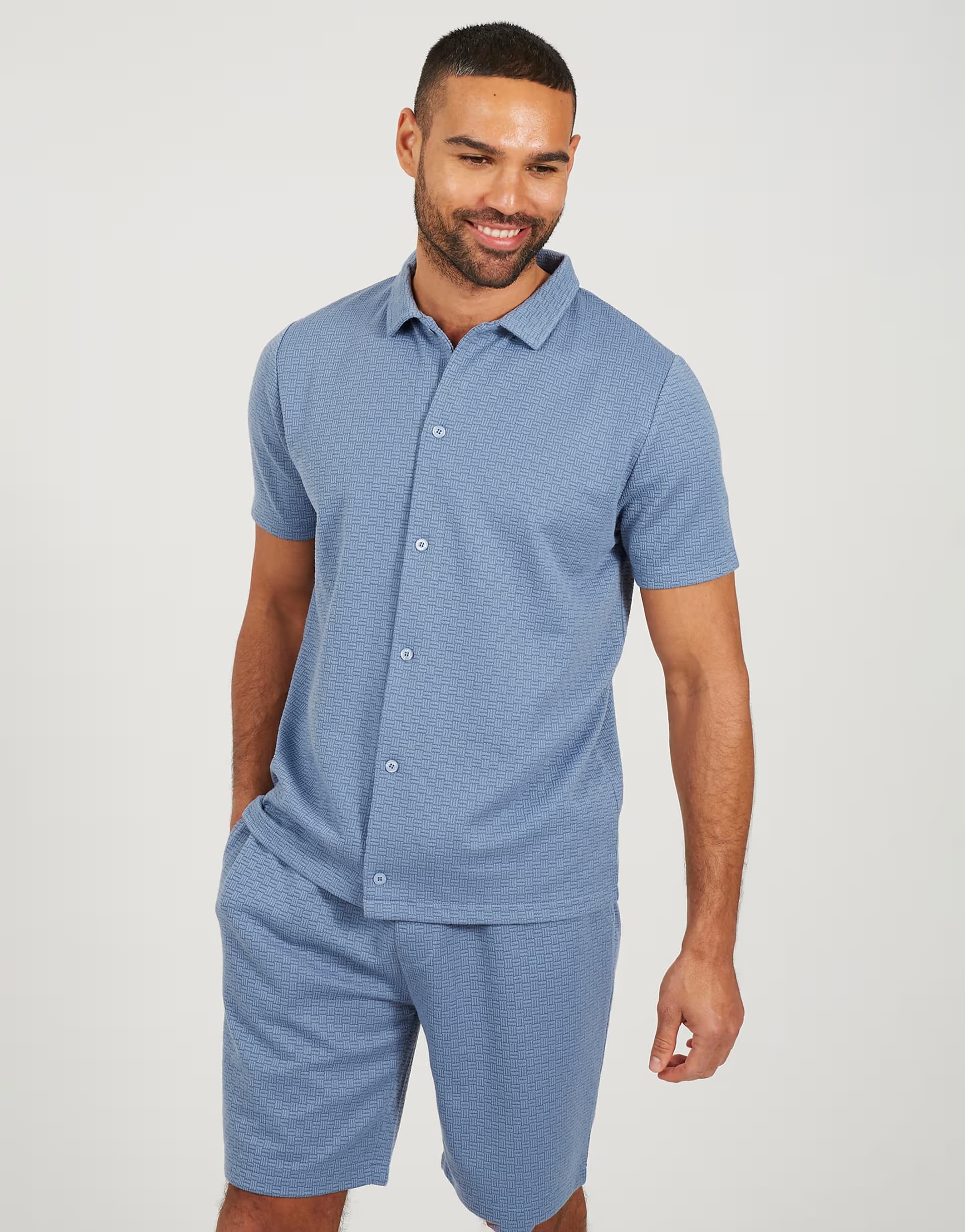 ASOS Brave Soul Short sleeved textured shirt in light blue