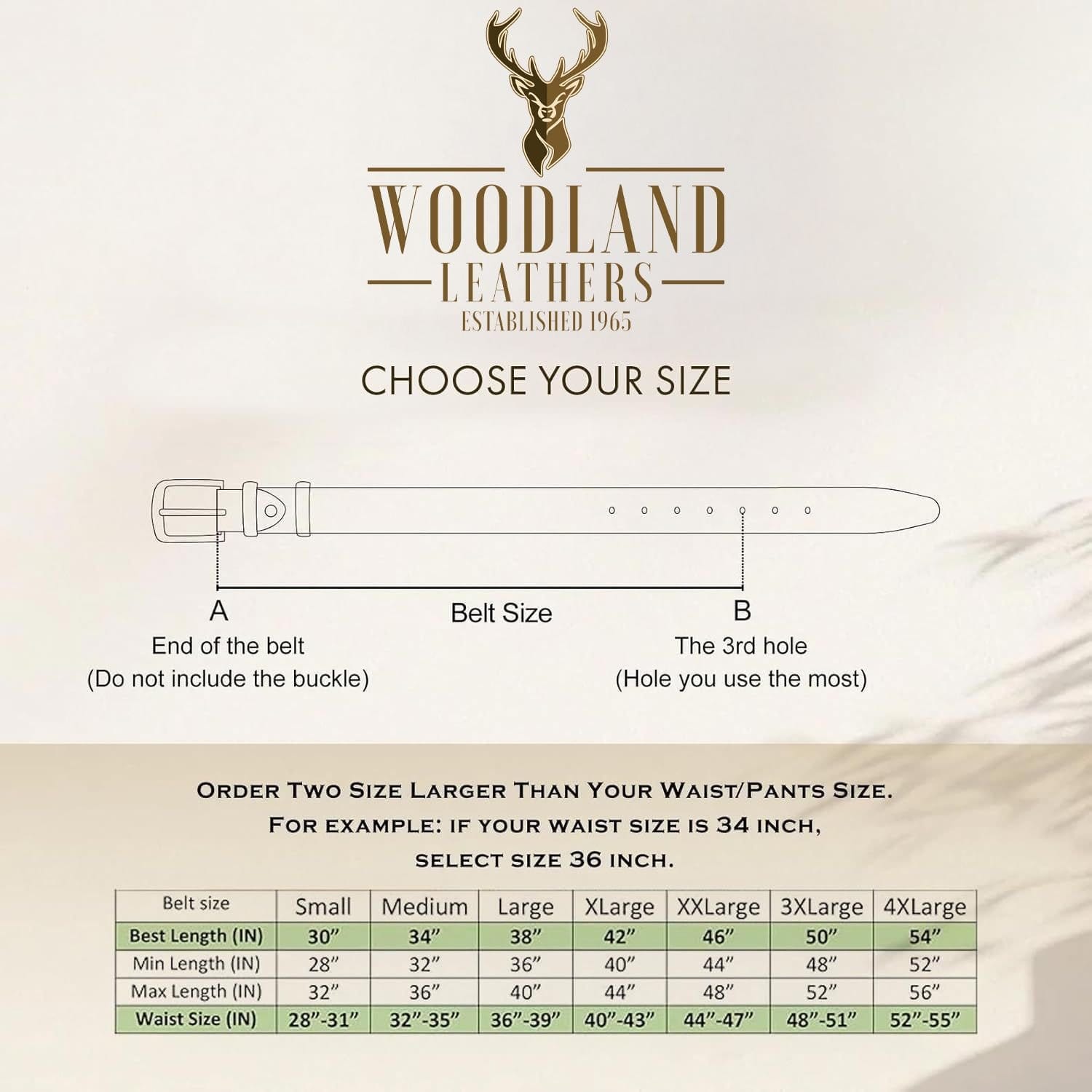 Woodland Leathers Woodland Leathers Men's Mens Genuine Leather Full Grain Belt 1.5" in Tan - 4