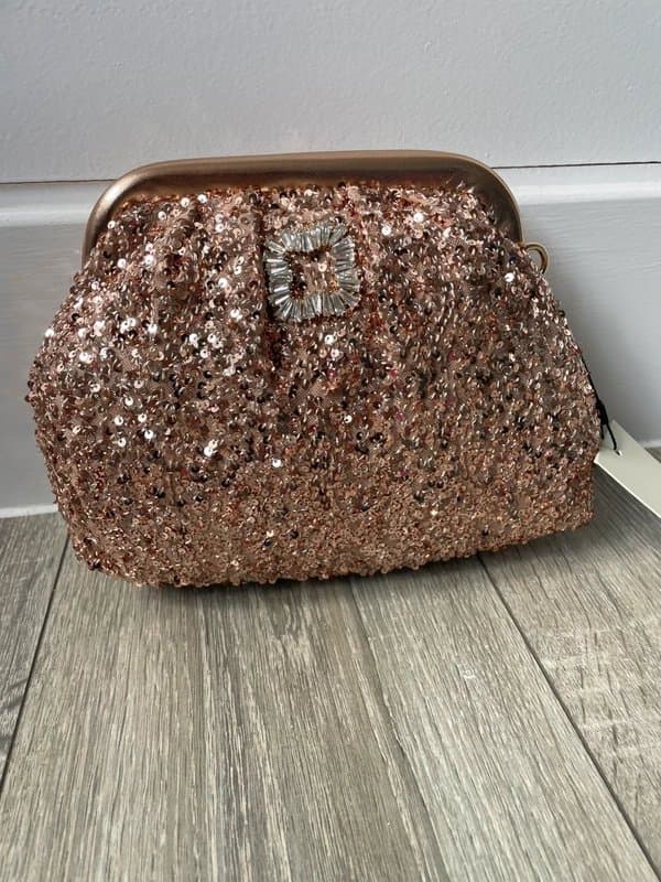 Never Fully Dressed Never Fully Dressed sequin rose gold bag