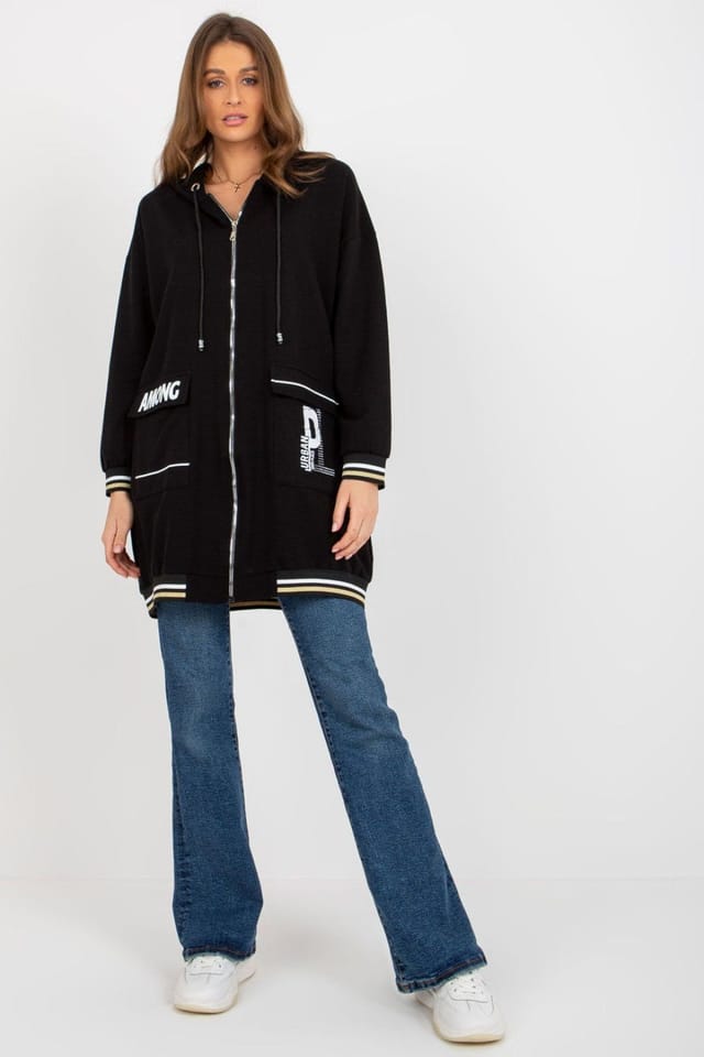 Love Lace Love Lace Women's Extended Fit Zip Hood Sweatshirt with Pockets in Black - 2