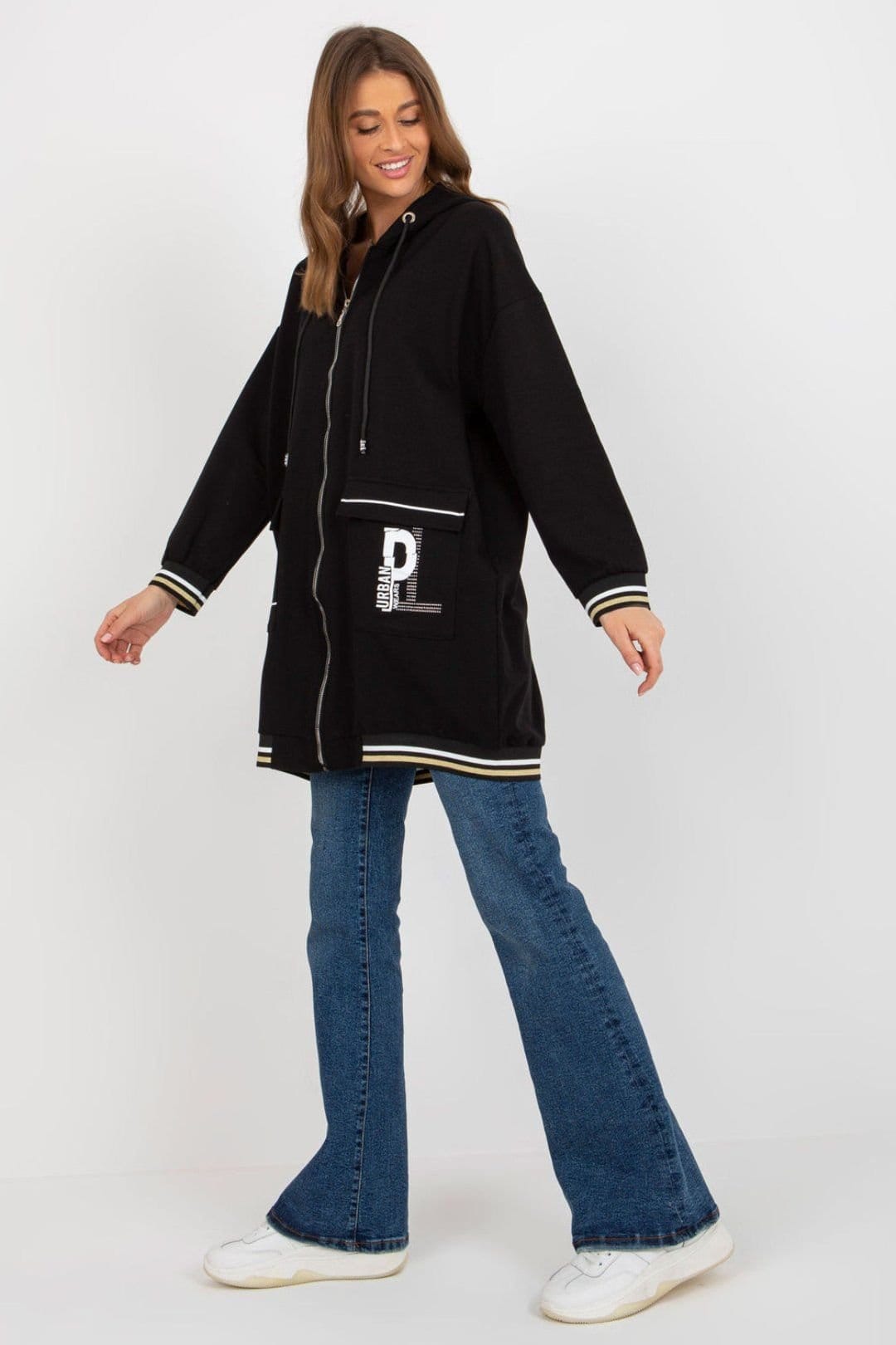 Love Lace Love Lace Women's Extended Fit Zip Hood Sweatshirt with Pockets in Black - 4