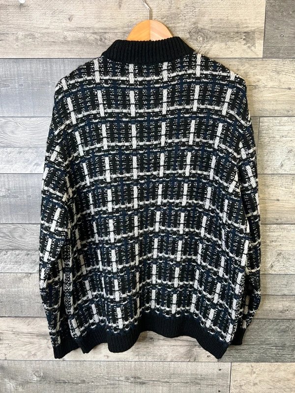 ASOS ASOS Design Mens Jumper Size Medium Black Checked Knit Funky High Neck - 1