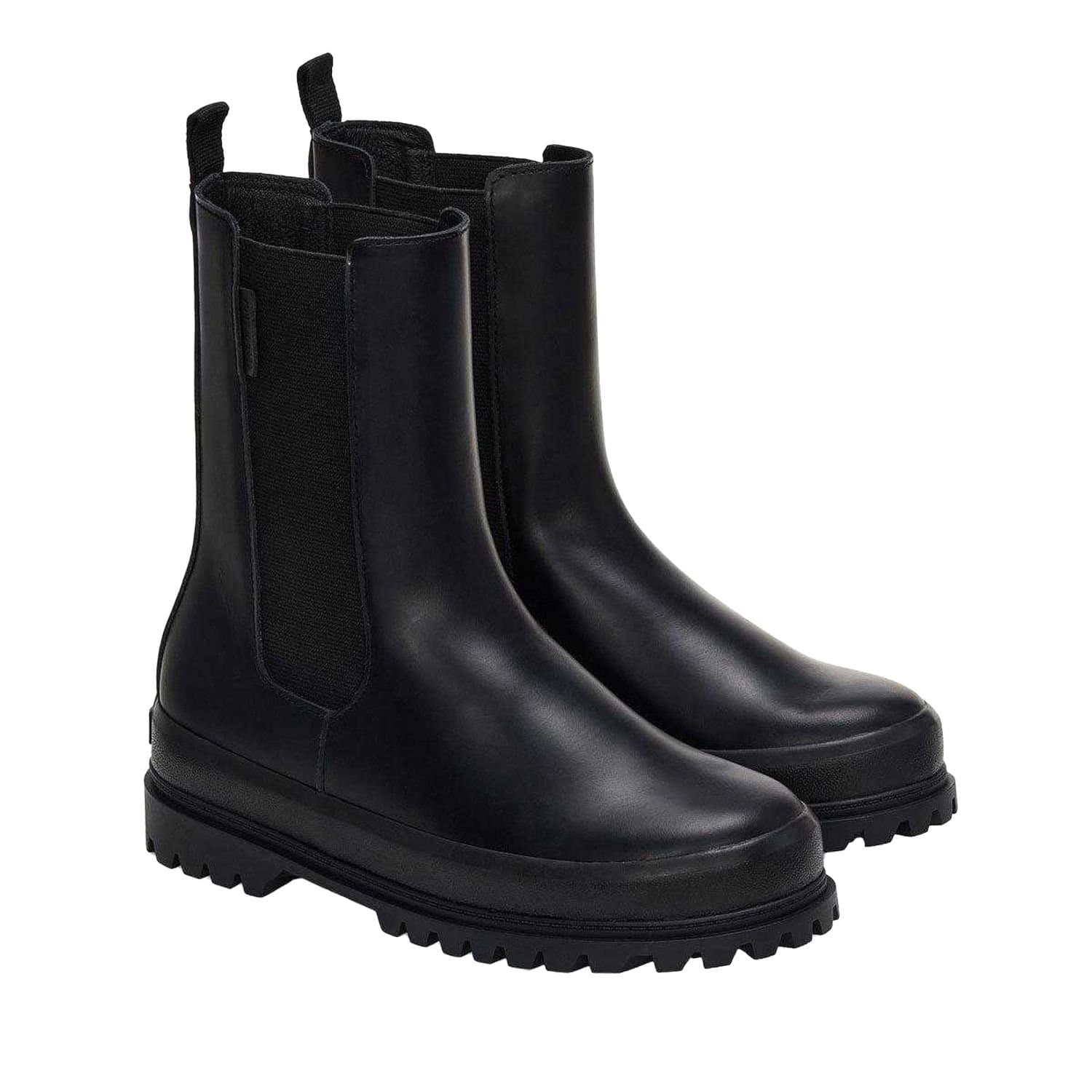 Superga Superga Women's 3006 Alpina Box Leather Chelsea Boots in Black