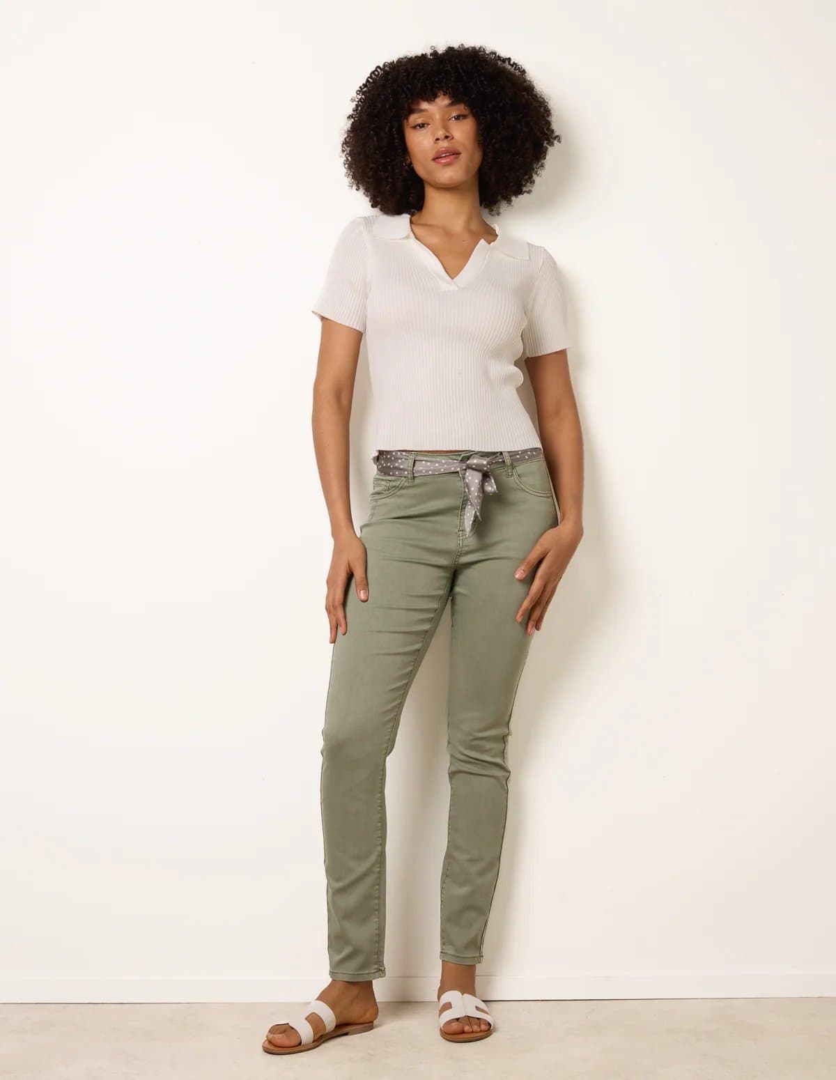 Blue Vanilla Slim Leg Stretch Denim Scarf Trousers