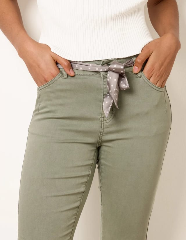 Blue Vanilla Slim Leg Stretch Denim Scarf Trousers - 3