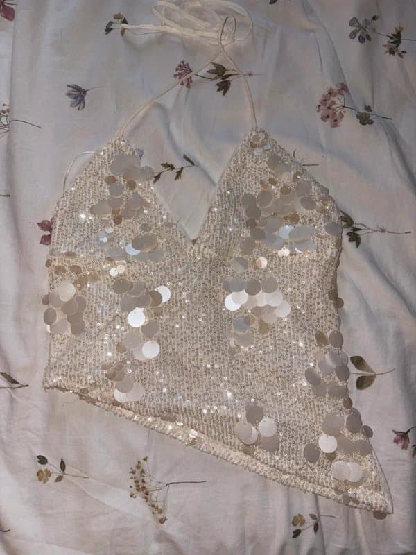 Bershka Bershka Cream Sequin Top