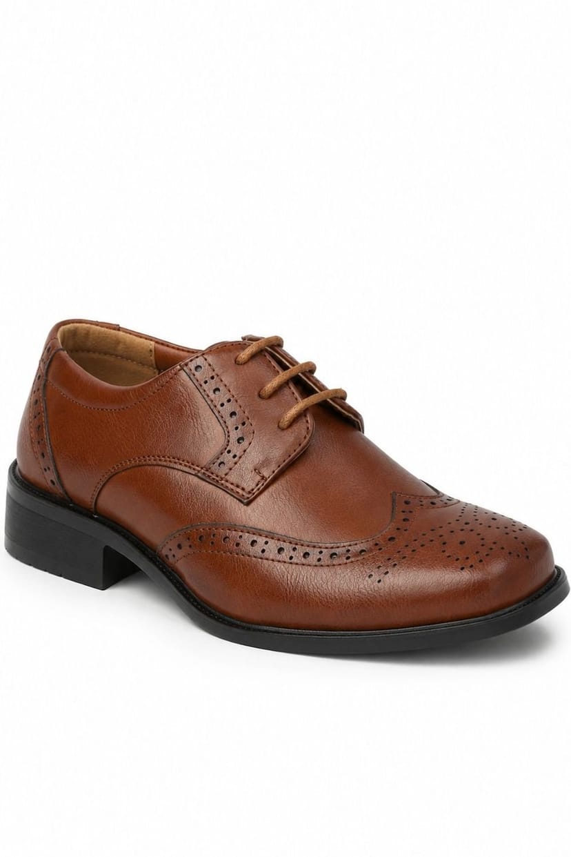 Spot On Spot On Men's Classic Brogue Lace Up Formal Shoes in Tan - 1