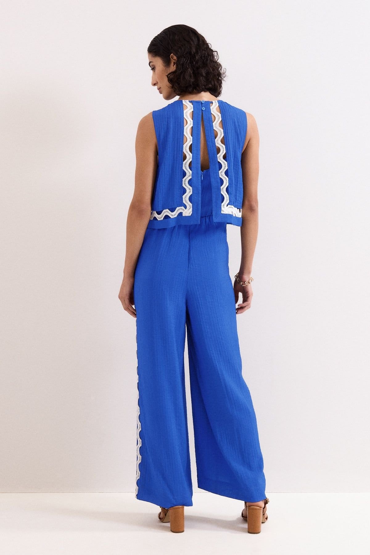 Phase Eight Phase Eight Women's Aubrey Sleeveless Wide Leg Jumpsuit in Bright Blue - 4