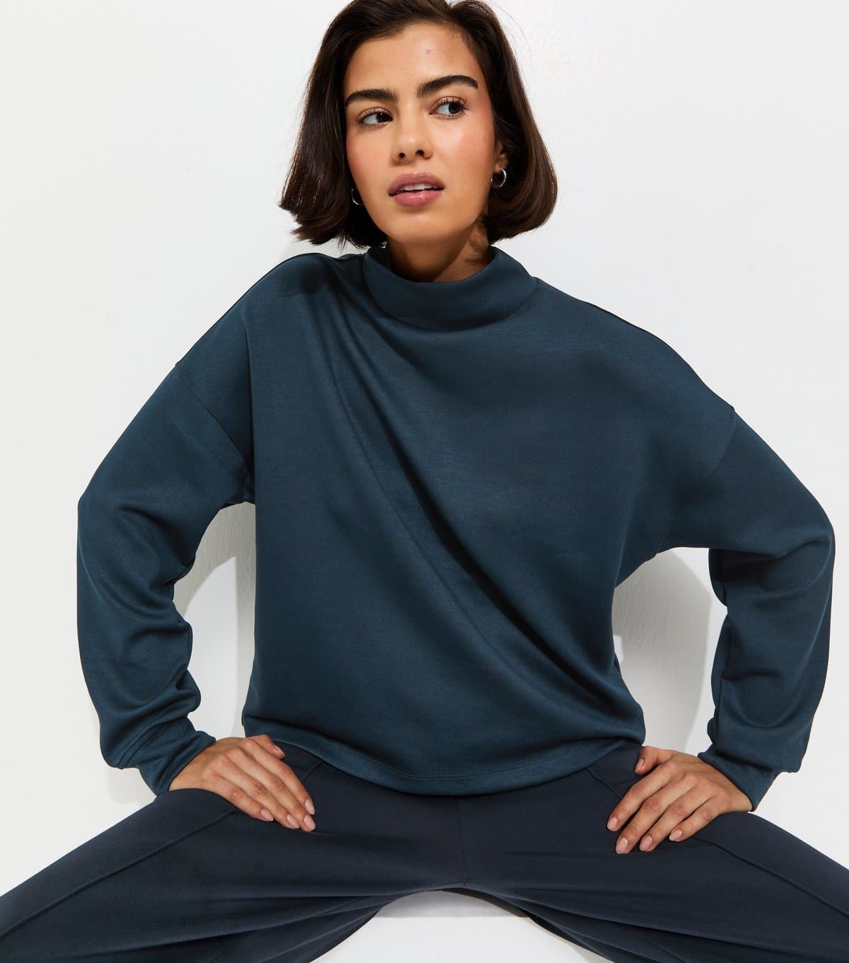 New Look Women's Premium Navy Funnel Neck Sweatshirt New Look