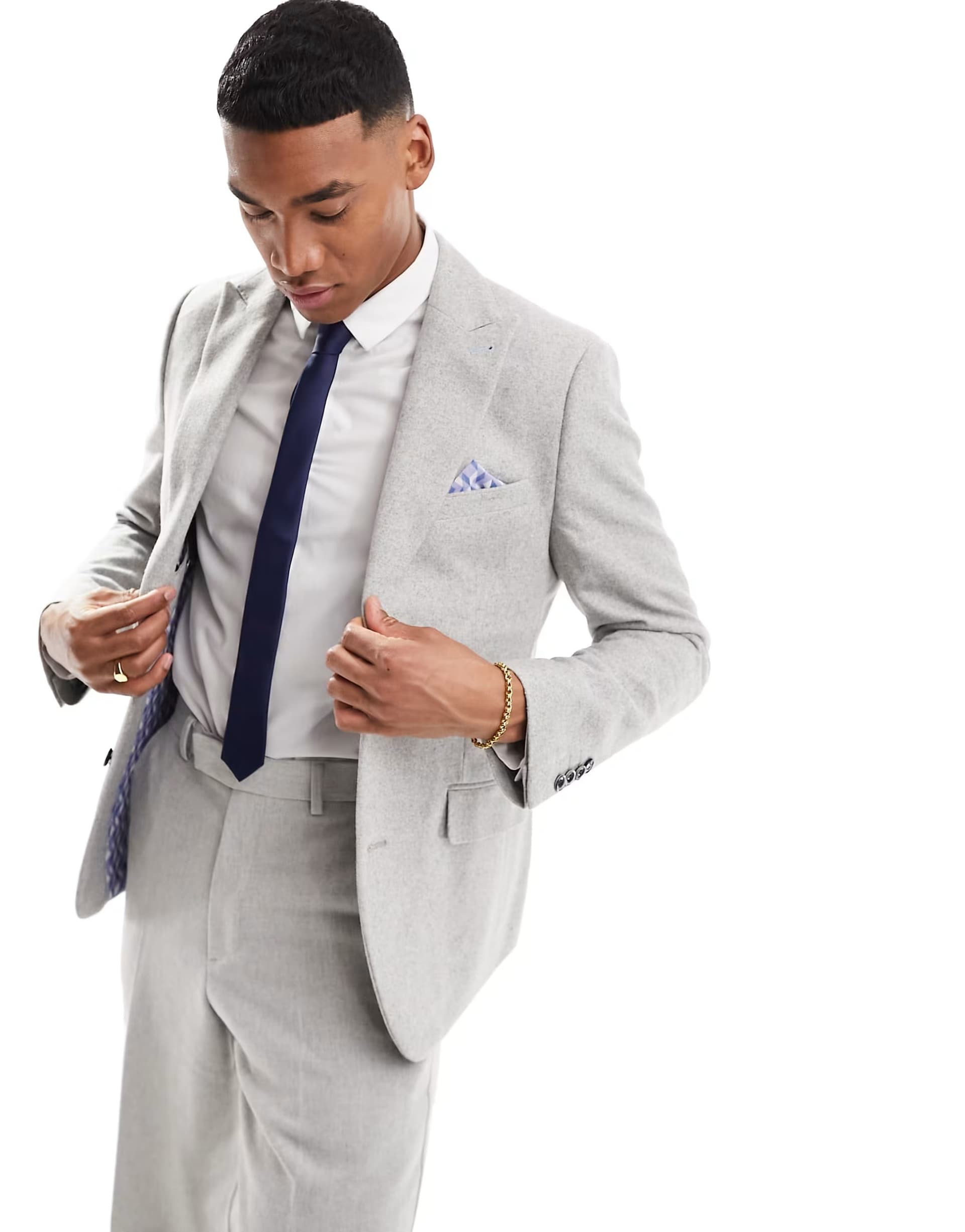 ASOS Harry Brown Wedding wool mix slim fit suit jacket in grey