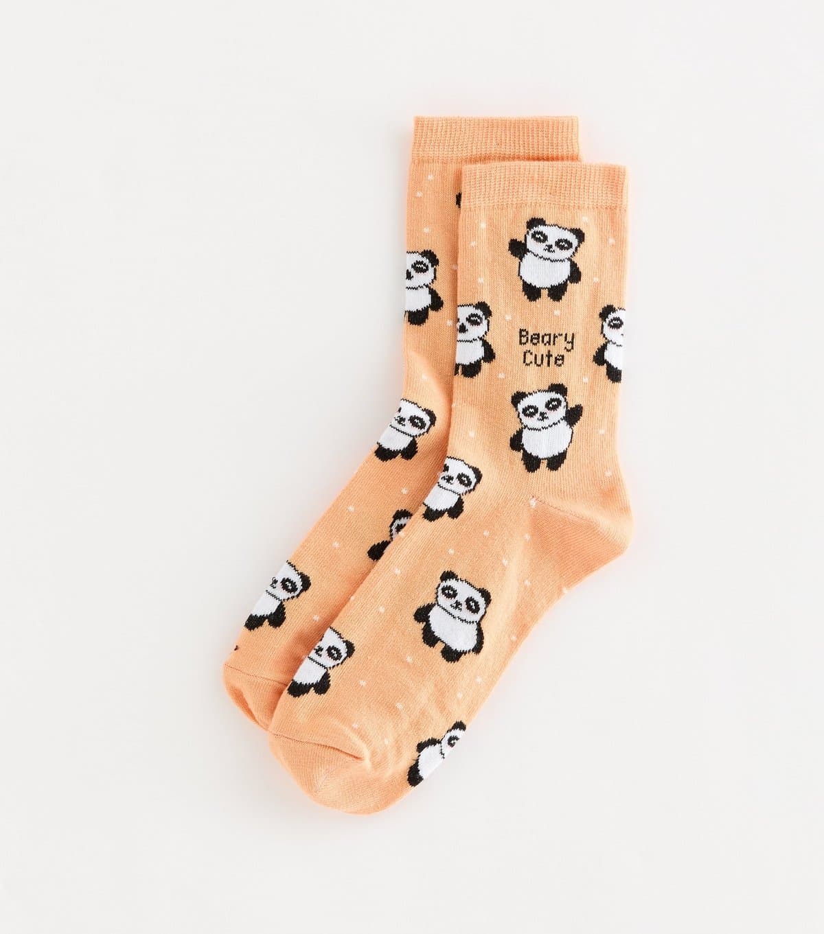 New Look Orange Cotton Rich Beary Cute Panda Socks New Look