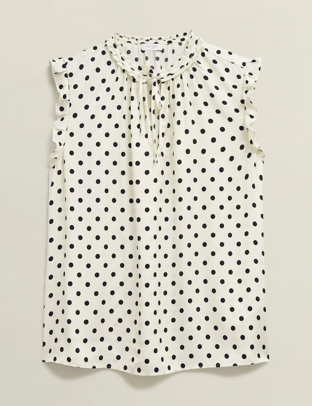 Hobbs London Hobbs London Women's Adriel Tie Neck Polka Dot Blouse in Cream - 2