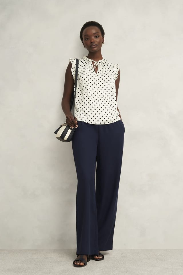 Hobbs London Hobbs London Women's Adriel Tie Neck Polka Dot Blouse in Cream - 3