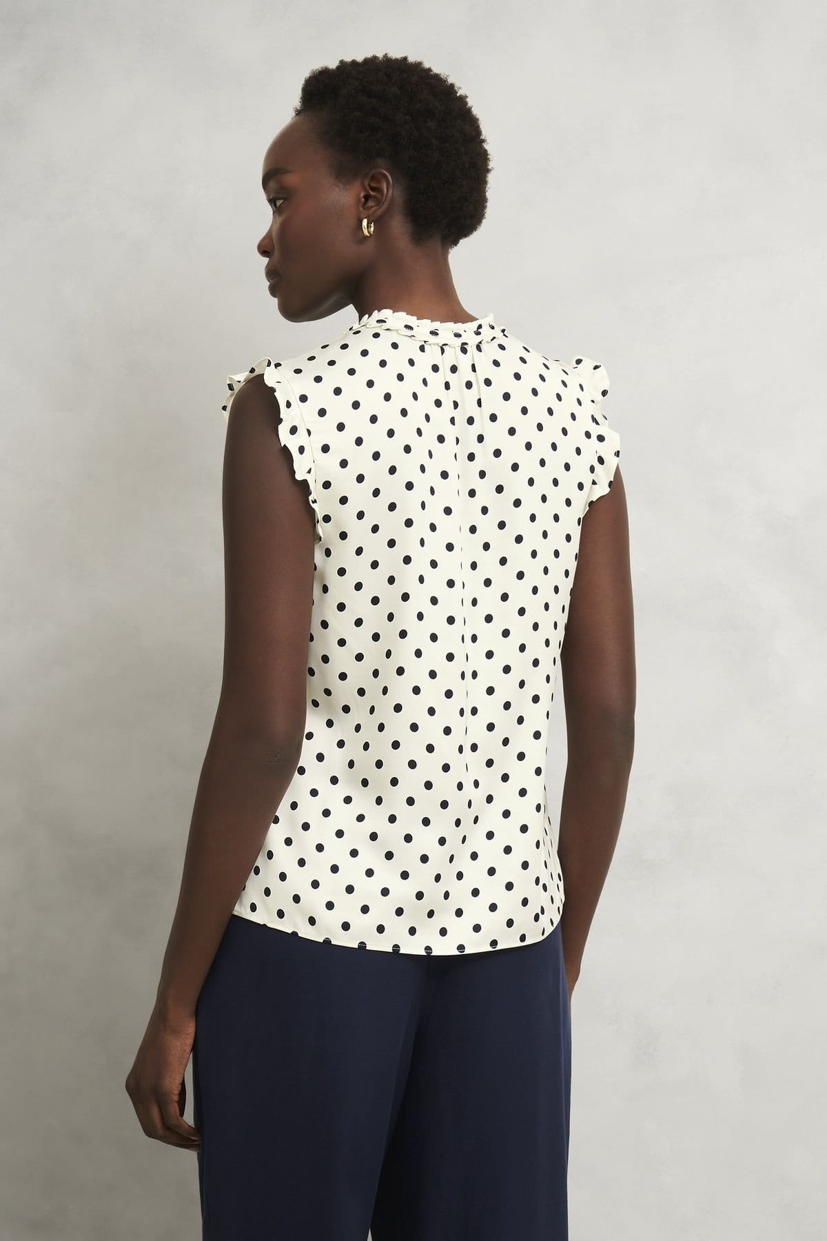 Hobbs London Hobbs London Women's Adriel Tie Neck Polka Dot Blouse in Cream - 4