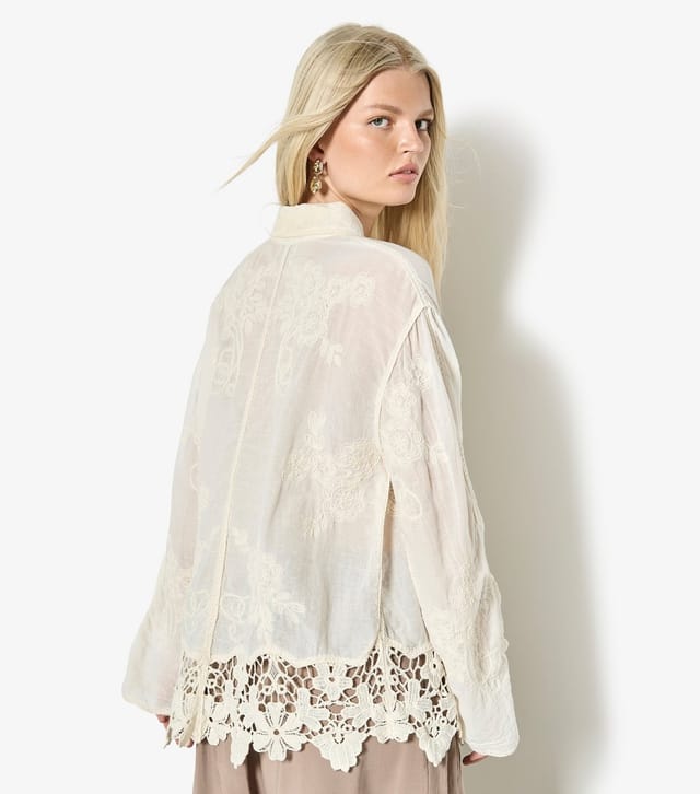 Apricot Women's Stone Lace Edge Oversized Shirt Apricot New Look - 2