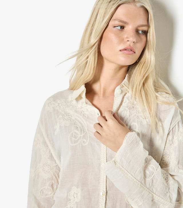 Apricot Women's Stone Lace Edge Oversized Shirt Apricot New Look - 3