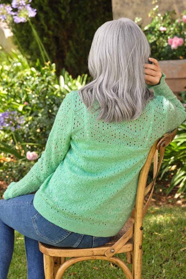 WoolOvers WoolOvers Women's Frill Cardigan in Green - 3