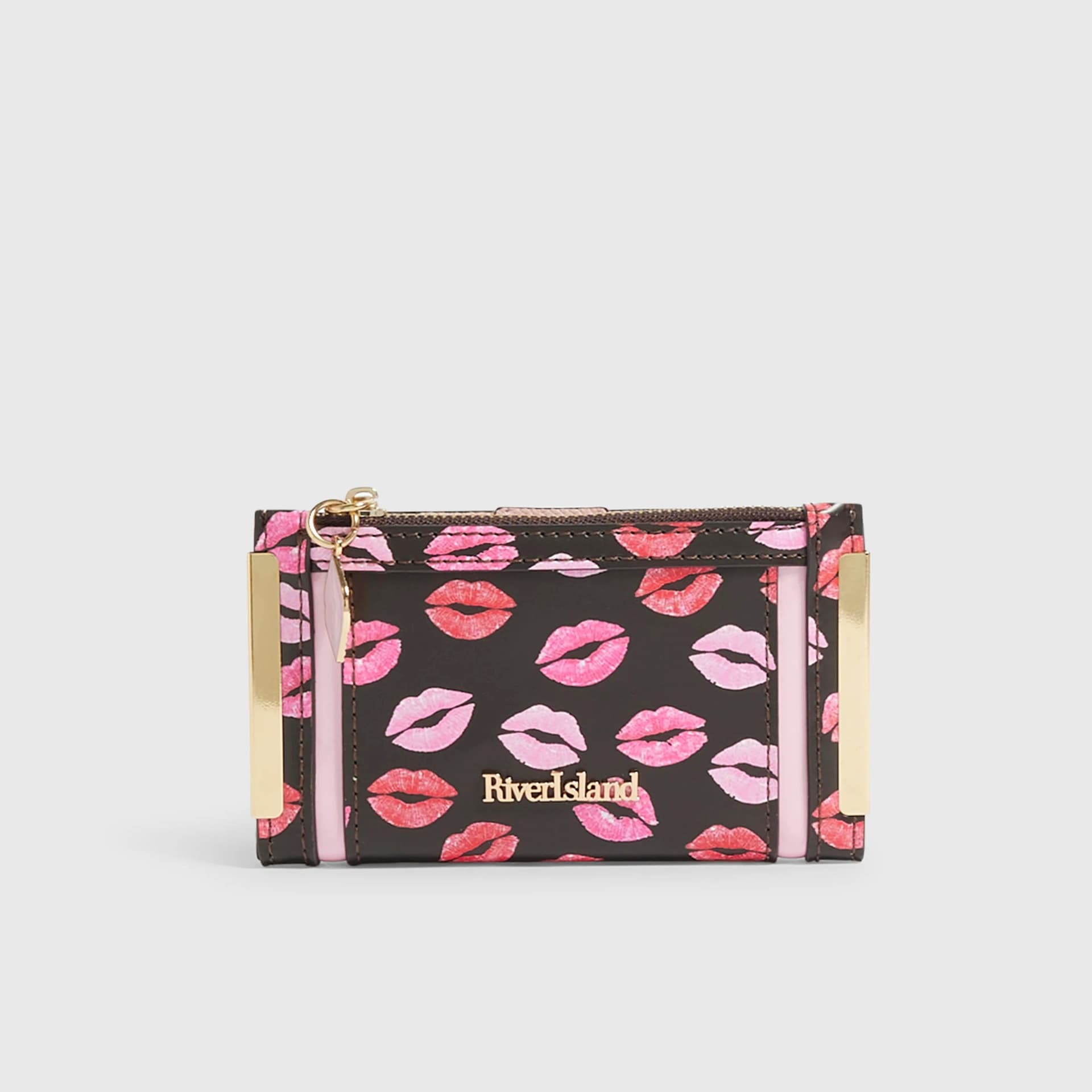 River Island River Island Womens Brown Lipstick Print Purse