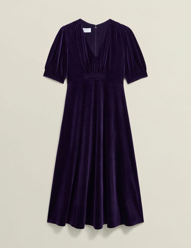 Hobbs London Hobbs London Women's Dormer Velvet Midi Dress in Aubergine - 2