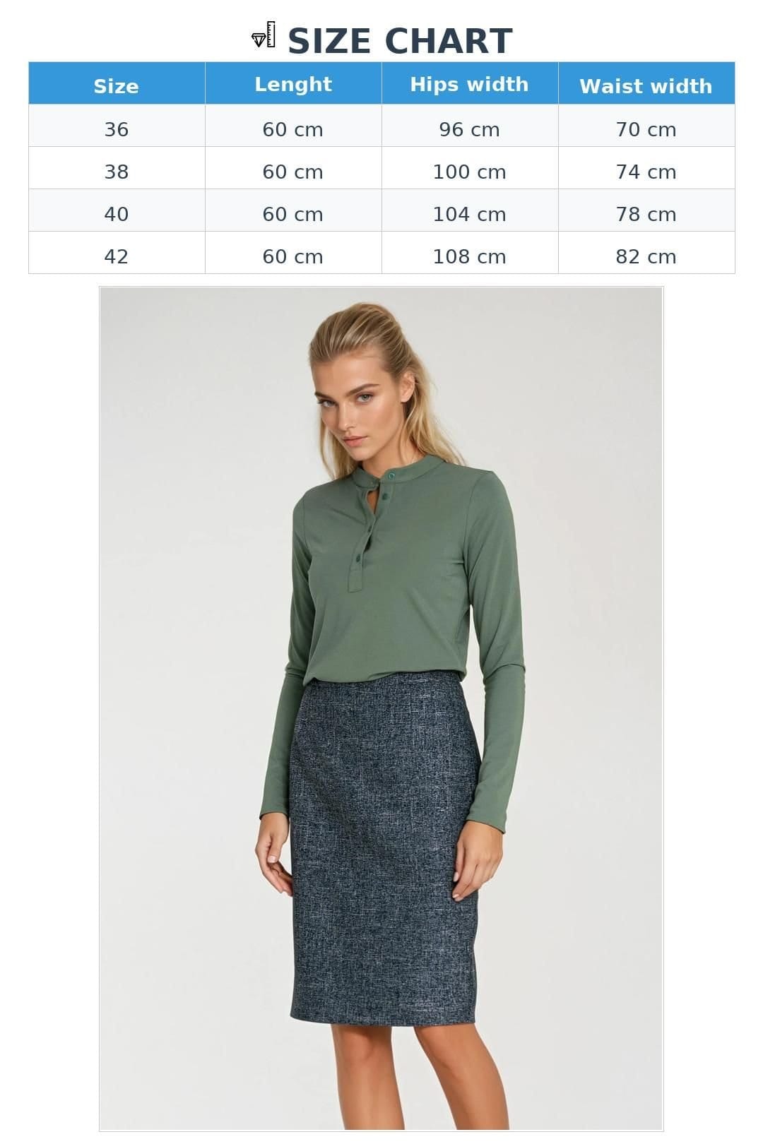 Love Lace Love Lace Women's Classic Melange Pencil Skirt with Back Zip in Blue - 4