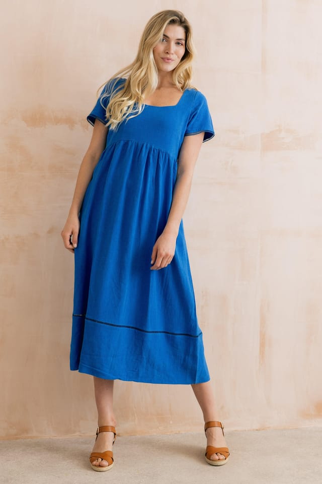 Lily & Me Lily & Me Women's Iris Linen Blend Midi Dress in Cobalt - 2
