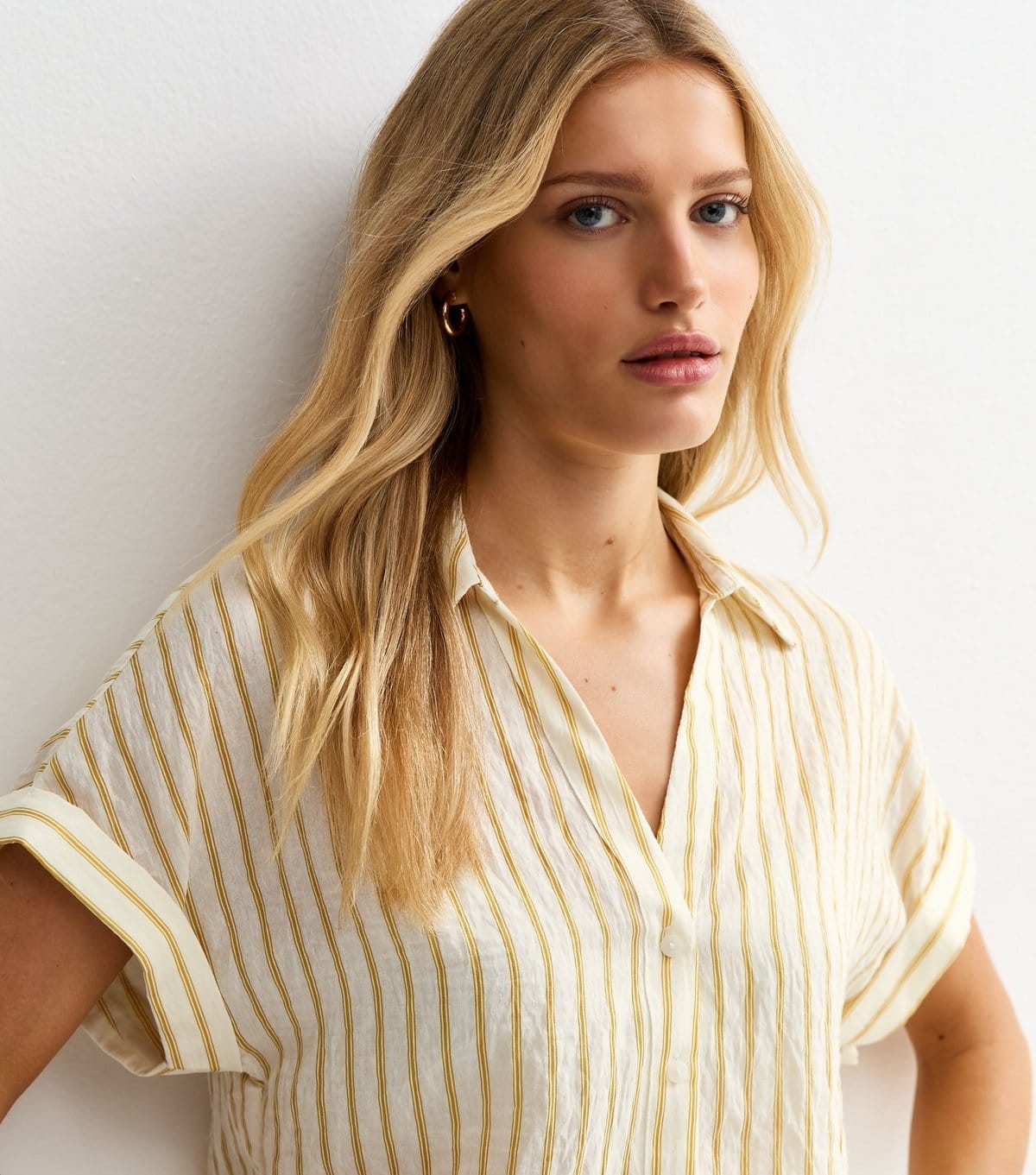 Women's Yellow Skinny Stripe Pattern Shirt New Look