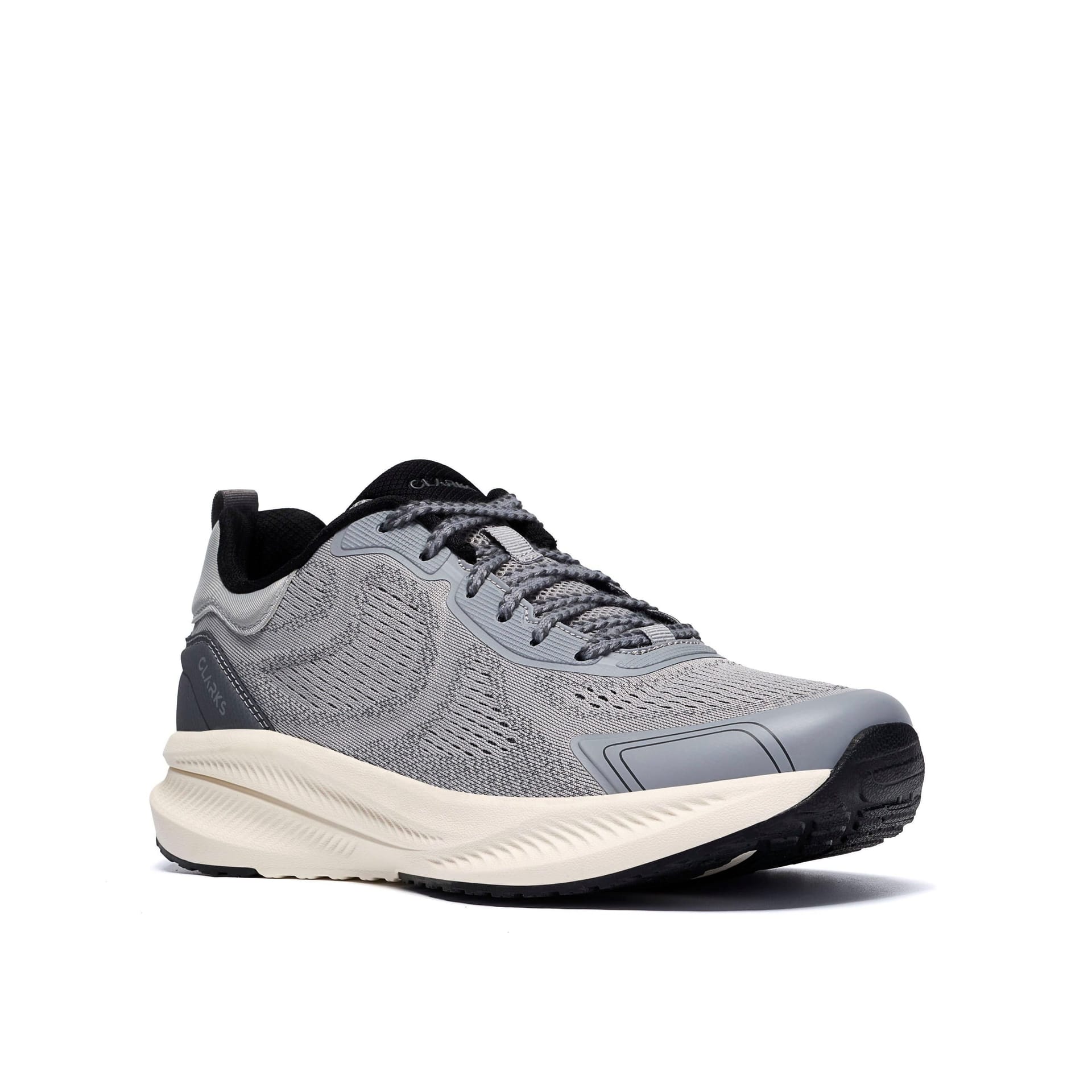 Clarks Clarks Men's Bolham Lace Grey Knit Trainers, Lace Up - 4